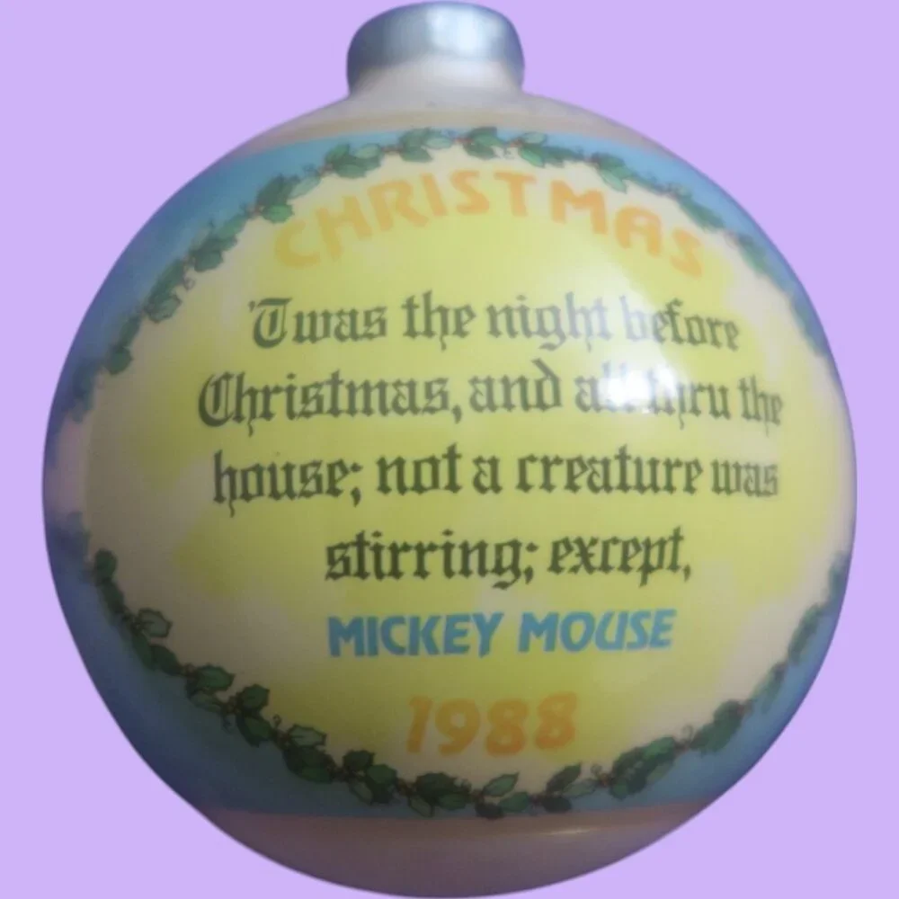 Disney vintage mickey mouse 1988 Christmas ornament twas the night in blue cream